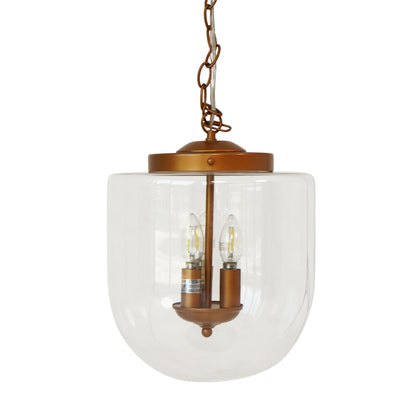 3-Light Globe Pendant Lamp – Coarse Gold Metal Frame & Clear Glass Shades | Hardwired Ceiling Light