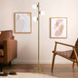 Modern Floor Lamp – Brushed Gold Finish, Opal Glass Shade & Round Metal Base