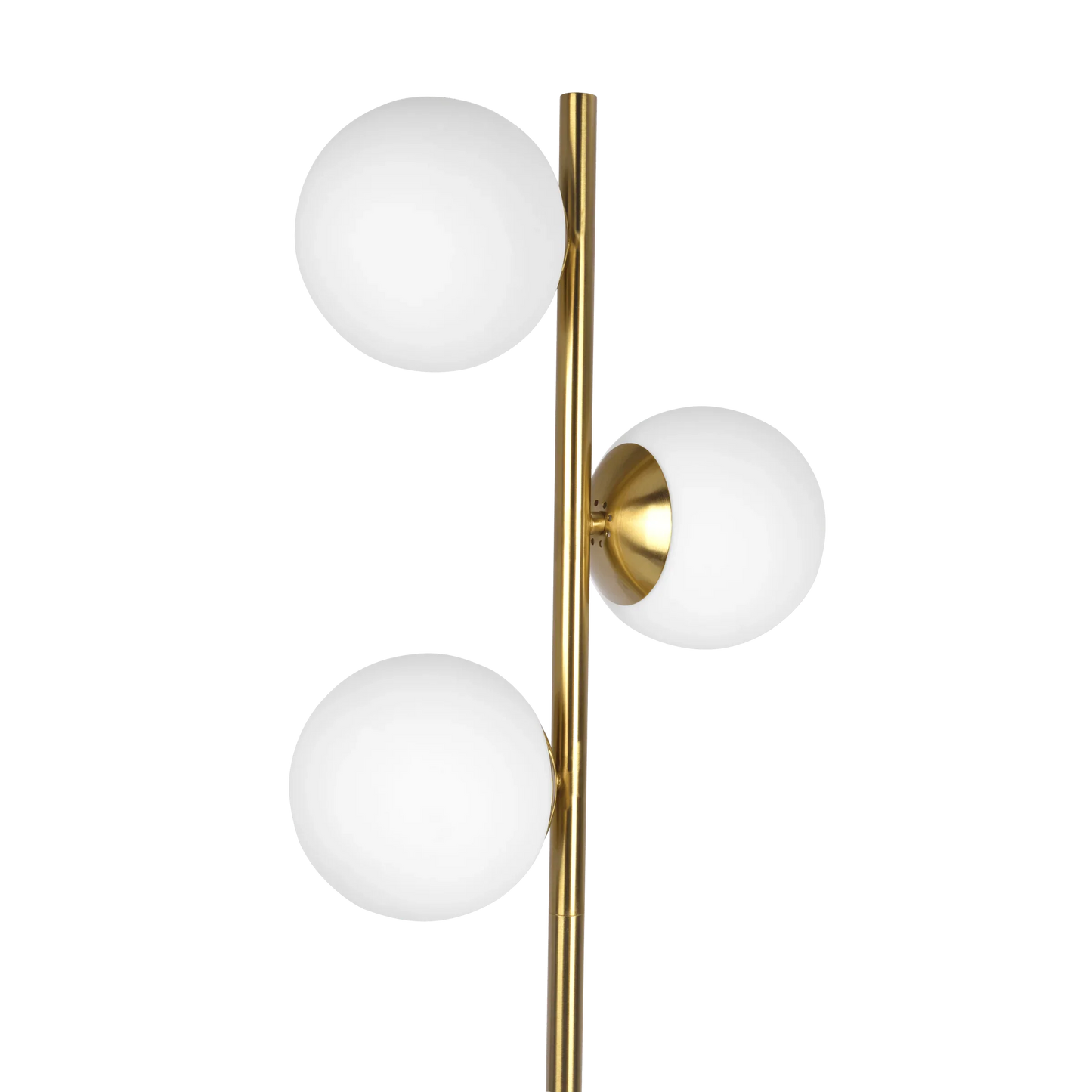 Modern Floor Lamp – Brushed Gold Finish, Opal Glass Shade & Round Metal Base