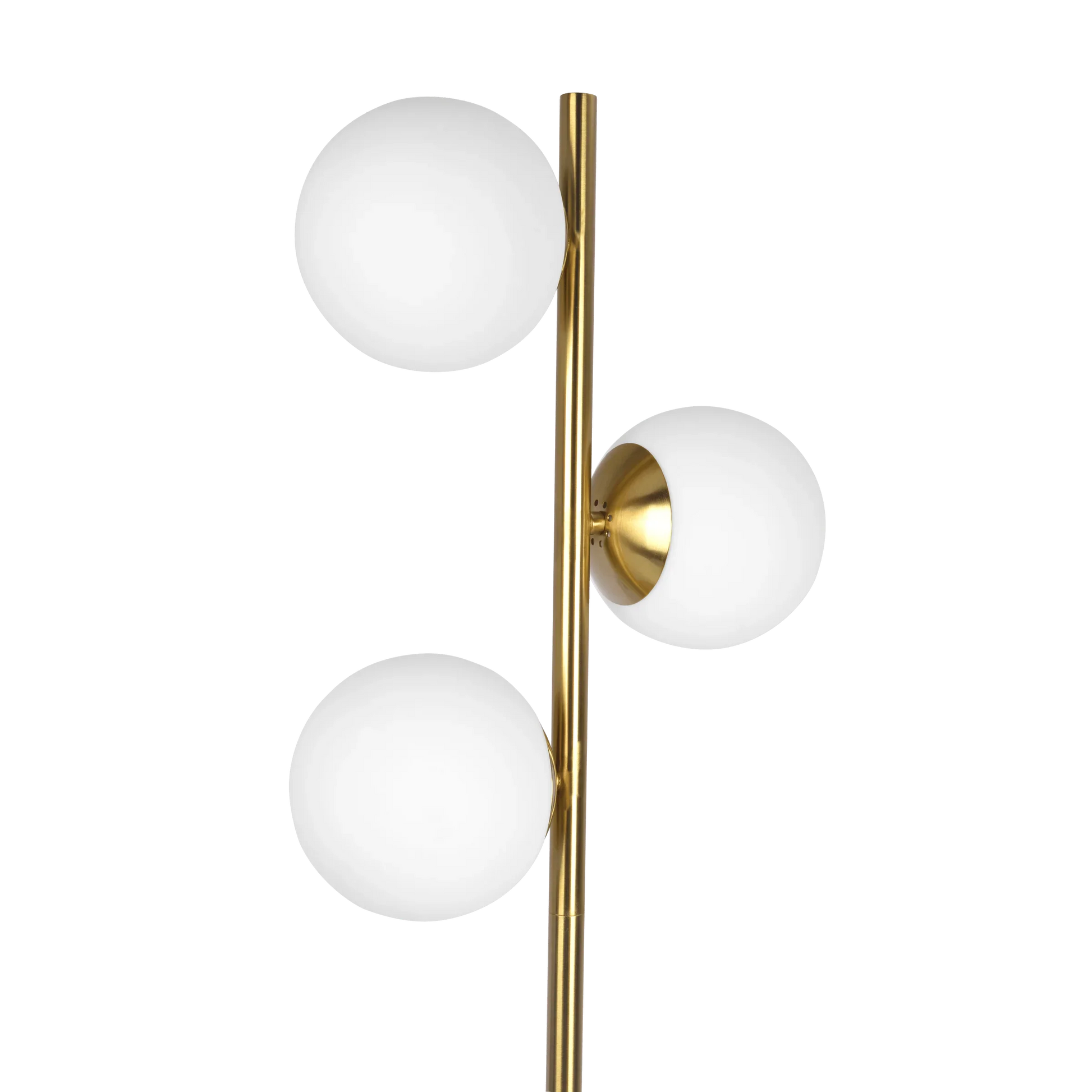 Modern Floor Lamp – Brushed Gold Finish, Opal Glass Shade & Round Metal Base
