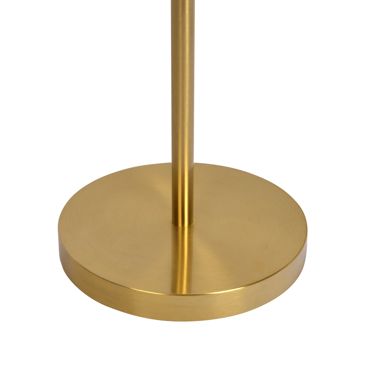 Modern Floor Lamp – Brushed Gold Finish, Opal Glass Shade & Round Metal Base