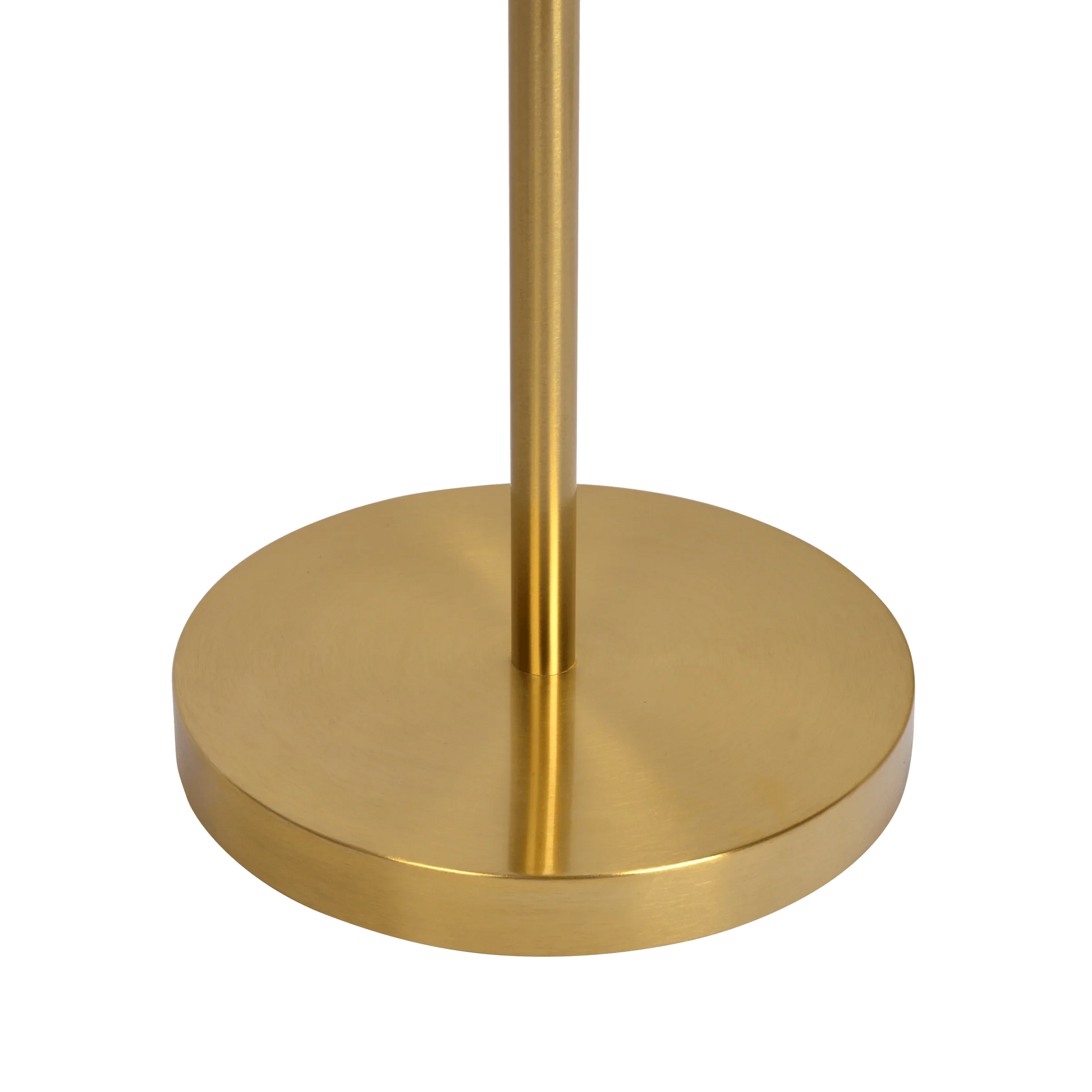 Modern Floor Lamp – Brushed Gold Finish, Opal Glass Shade & Round Metal Base