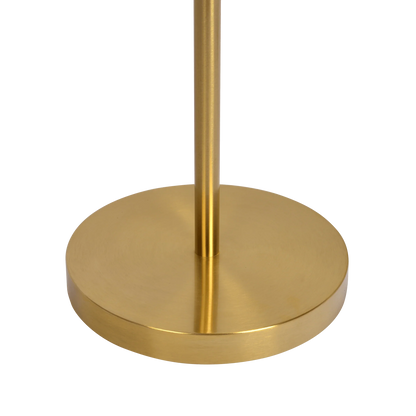 Modern Floor Lamp – Brushed Gold Finish, Opal Glass Shade & Round Metal Base