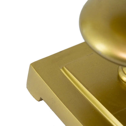 Table Lamp – Gold Aluminum Disc Body, Black Drum Shade & Square Pedestal Base | Contemporary Bedside & Desk Lamp