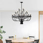 24-Light Industrial Candle Chandelier | Black Farmhouse Pendant Light Fixture for Dining Room, Living Room & Foyer — 39.4" Wide
