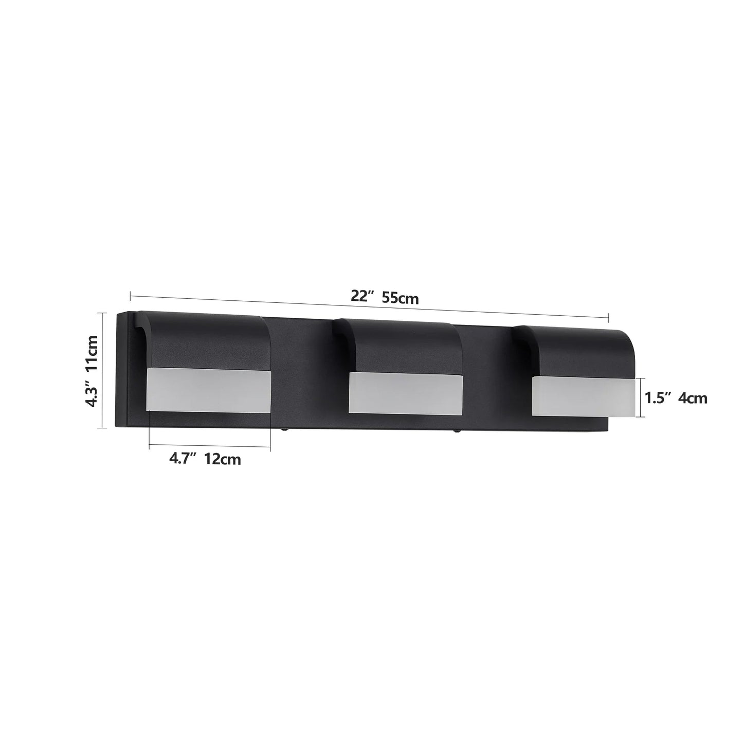 LED Vanity Light Fixture | 3/4/5/6-Light Dimmable Bathroom Wall Sconce with Acrylic Shade — Matte Black, 6000K Daylight