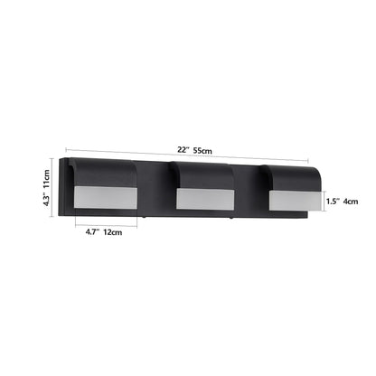 LED Vanity Light Fixture | 3/4/5/6-Light Dimmable Bathroom Wall Sconce with Acrylic Shade — Matte Black, 6000K Daylight