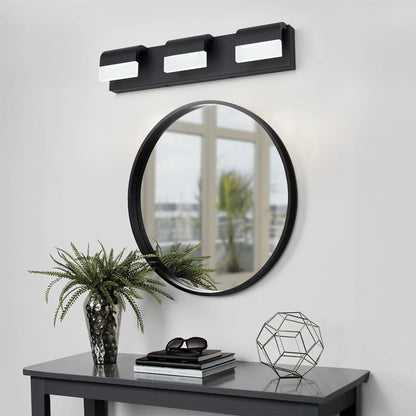 LED Vanity Light Fixture | 3/4/5/6-Light Dimmable Bathroom Wall Sconce with Acrylic Shade — Matte Black, 6000K Daylight