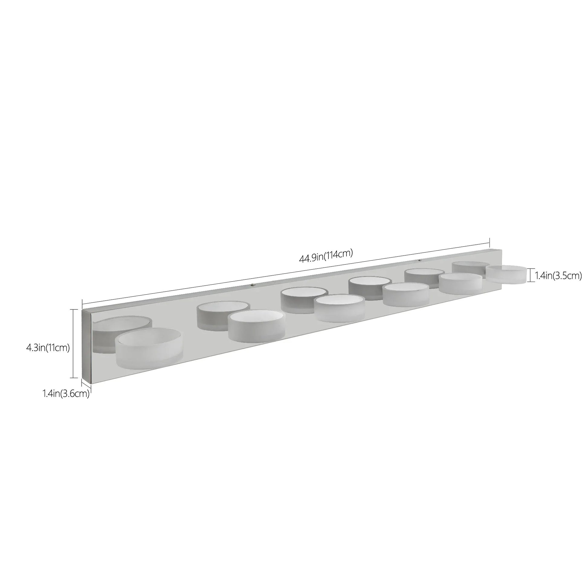 LED Vanity Light Fixture | 3/4/5/6/7-Light Chrome Bathroom Wall Sconce with 360° Rotatable Heads & Frosted Acrylic Shade — Dimmable, 36W