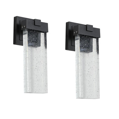 Outdoor LED Wall Sconces (2-Pack) – Bubble Crystal, Dusk-to-Dawn Sensor & Die-Cast Aluminum | 12W Weatherproof