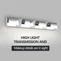 LED Bathroom Vanity Light | 3/4/5/6-Light Chrome Stainless Steel Wall Sconce with Acrylic Shade — Over Mirror, Moisture-Proof 4-light