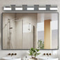 LED Bathroom Vanity Light | 3/4/5/6-Light Chrome Stainless Steel Wall Sconce with Acrylic Shade — Over Mirror, Moisture-Proof 5-light
