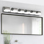LED Bathroom Vanity Light | 3/4/5/6-Light Chrome Stainless Steel Wall Sconce with Acrylic Shade — Over Mirror, Moisture-Proof 6-light