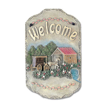 Resin Slate Welcome Sign | Ready-to-Hang Porch & Entryway Plaque — 13" × 7.75"