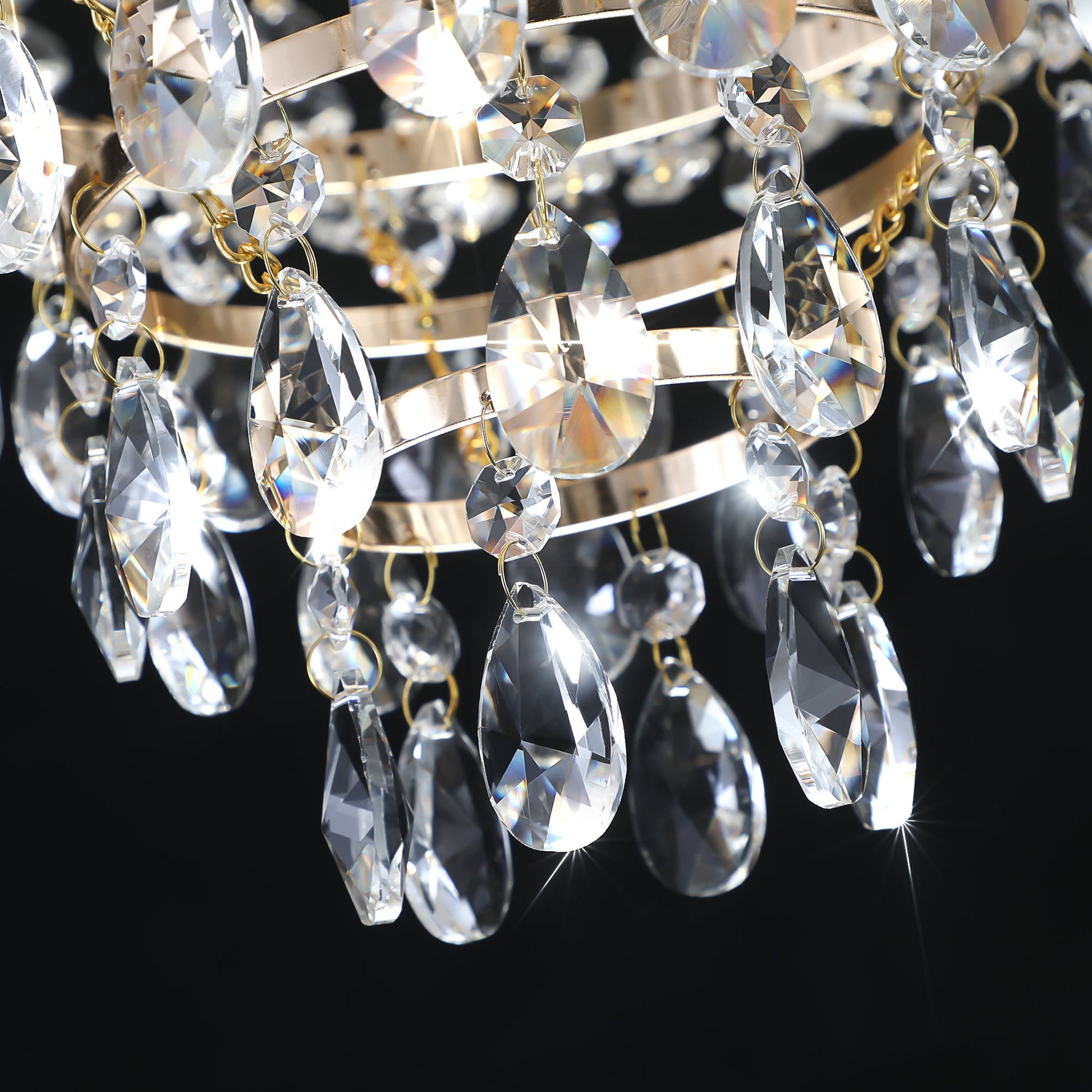 21.7" Large K9 Crystal Chandelier | 10-Light Gold Luxury Pendant with Adjustable Height 40"–71" — Living Room, Foyer & Staircase