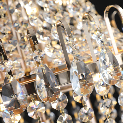21.7" Large K9 Crystal Chandelier | 10-Light Gold Luxury Pendant with Adjustable Height 40"–71" — Living Room, Foyer & Staircase