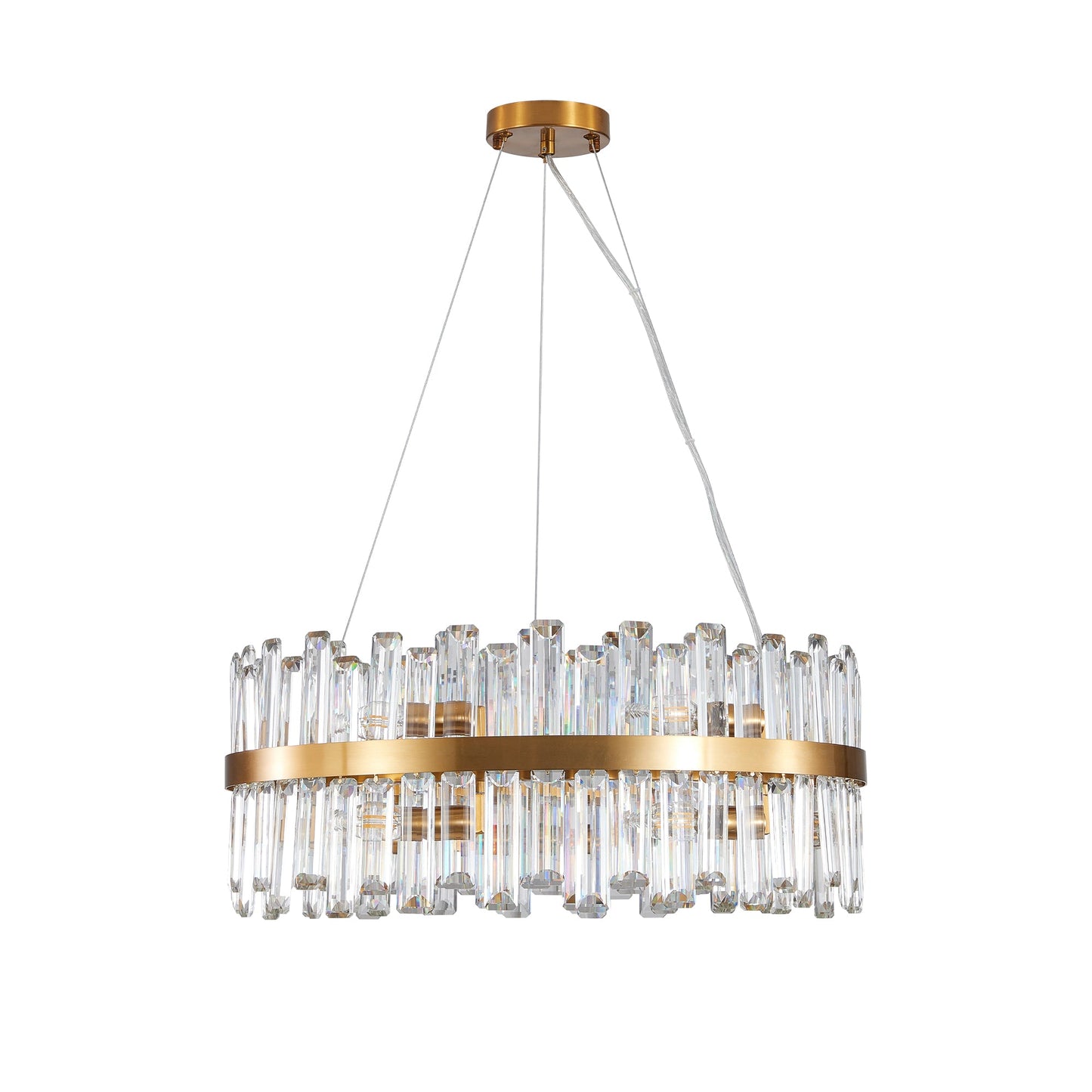 23.6" Modern K9 Crystal Chandelier | Built-In LED, 3 Color Temperatures, App & Remote Control — Gold, Dining Room & Living Room