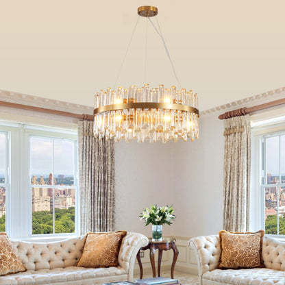 23.6" Modern K9 Crystal Chandelier | Built-In LED, 3 Color Temperatures, App & Remote Control — Gold, Dining Room & Living Room