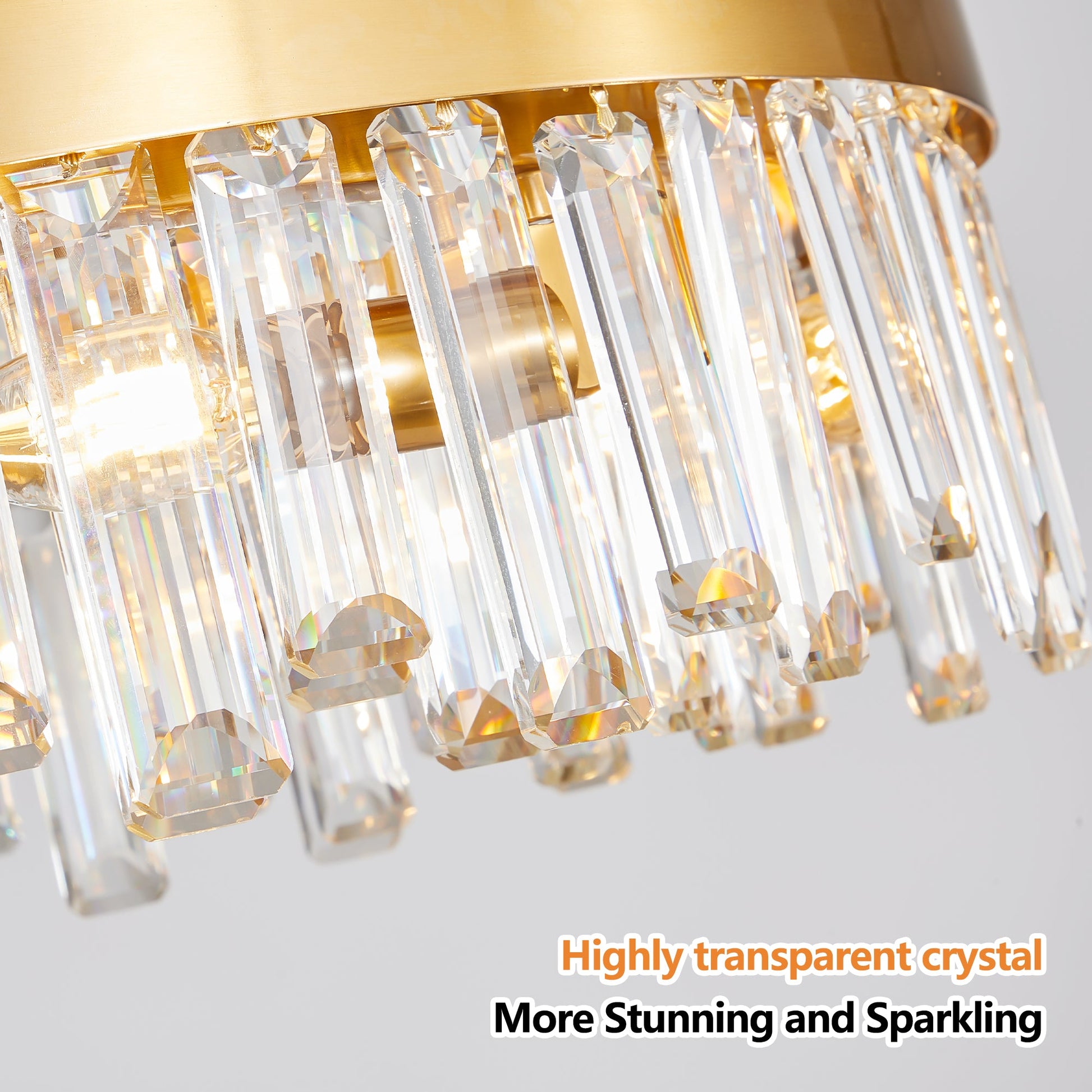 23.6" Modern K9 Crystal Chandelier | Built-In LED, 3 Color Temperatures, App & Remote Control — Gold, Dining Room & Living Room