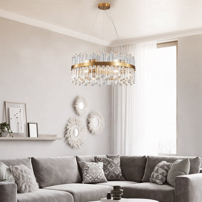 23.6" Modern K9 Crystal Chandelier | Built-In LED, 3 Color Temperatures, App & Remote Control — Gold, Dining Room & Living Room