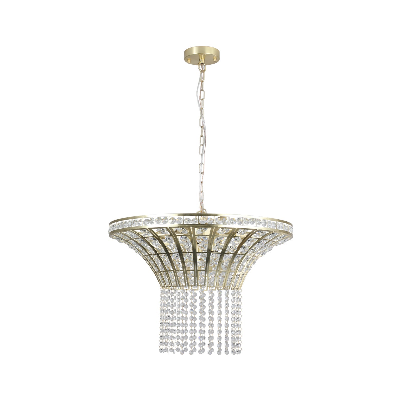 K9 Crystal Chandelier with Cascading Octagonal Beads | 8-Light Gold Modern Ceiling Light — Round 24" or Rectangular 39", Adjustable Height