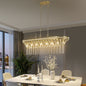 K9 Crystal Chandelier with Cascading Octagonal Beads | 8-Light Gold Modern Ceiling Light — Round 24" or Rectangular 39", Adjustable Height 39-inch