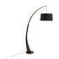 Mid-Century Modern Floor Lamp – Arched Walnut Wood Frame, Marble Base & Linen Drum Shade Noah Mid
