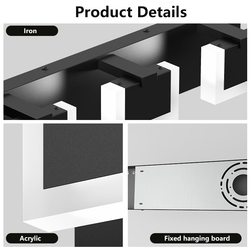 LED Vanity Light Up & Down | 3/4/5/6-Light Dimmable Bathroom Wall Sconce with Frosted Acrylic Shade — Matte Black, 6000K, 18W