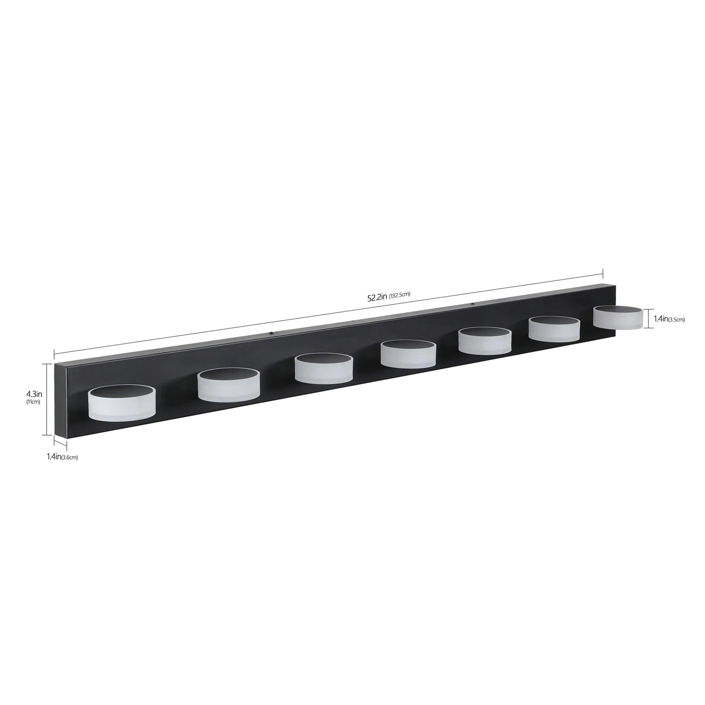 LED Vanity Light Fixture | 3/4/5/6/7-Light Dimmable Bathroom Wall Sconce with Acrylic Shade — Matte Black, 6000K, 42W