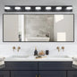 LED Vanity Light Fixture | 3/4/5/6/7-Light Dimmable Bathroom Wall Sconce with Acrylic Shade — Matte Black, 6000K, 42W 7-light
