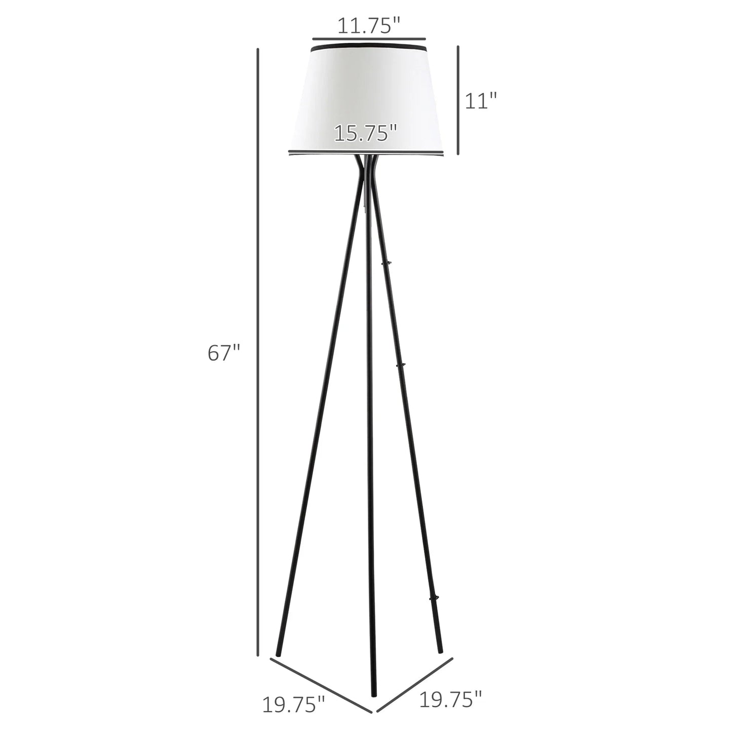 Modern Tripod Floor Lamp – Steel Frame, Fabric Shade & E26 Base | Reading & Living Room Standing Lamp