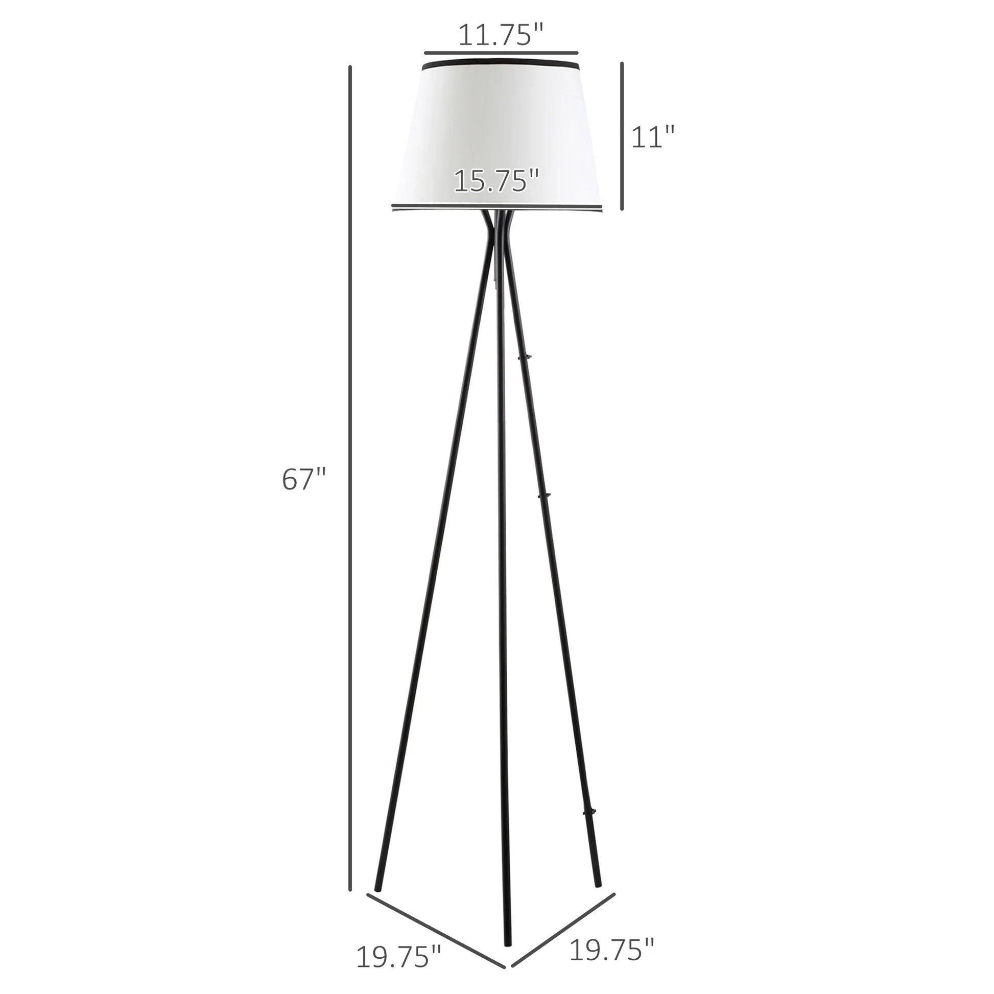 Modern Tripod Floor Lamp – Steel Frame, Fabric Shade & E26 Base | Reading & Living Room Standing Lamp