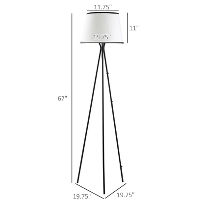 Modern Tripod Floor Lamp – Steel Frame, Fabric Shade & E26 Base | Reading & Living Room Standing Lamp