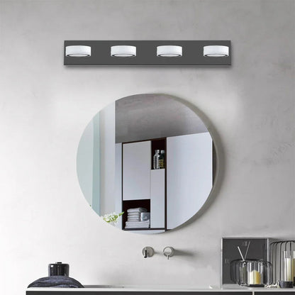 LED Vanity Light Fixture | 3/4/5/6/7-Light Dimmable Bathroom Wall Sconce with Acrylic Shade — Matte Black, 6000K, 42W 4-light