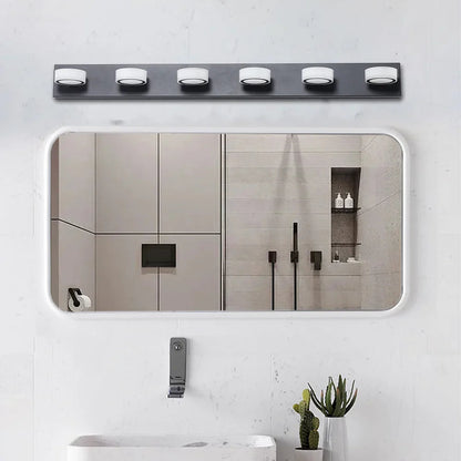 LED Vanity Light Fixture | 3/4/5/6/7-Light Dimmable Bathroom Wall Sconce with Acrylic Shade — Matte Black, 6000K, 42W 6-light