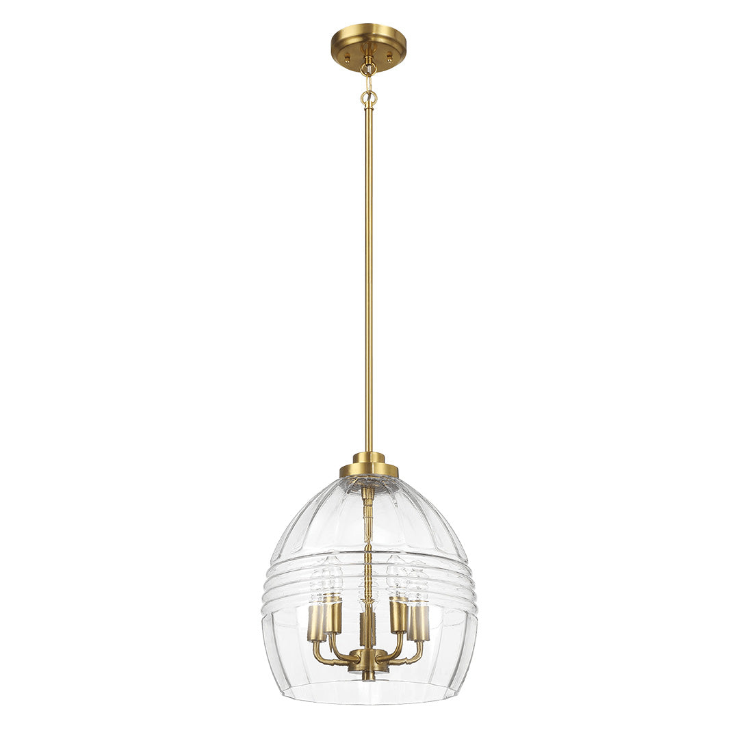 Pendant Chain Hanging Light – Satin Brass Finish & Clear Glass Shade | Modern Chic Ceiling Light