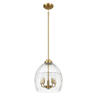 Pendant Chain Hanging Light – Satin Brass Finish & Clear Glass Shade | Modern Chic Ceiling Light