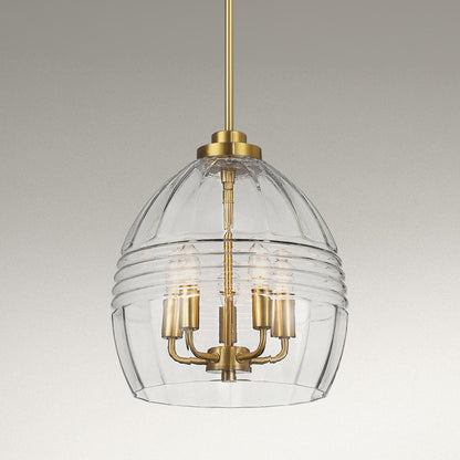 Pendant Chain Hanging Light – Satin Brass Finish & Clear Glass Shade | Modern Chic Ceiling Light