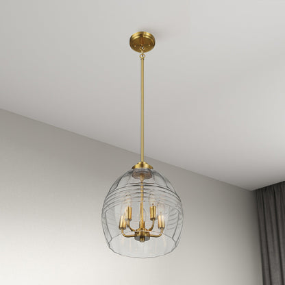 Pendant Chain Hanging Light – Satin Brass Finish & Clear Glass Shade | Modern Chic Ceiling Light