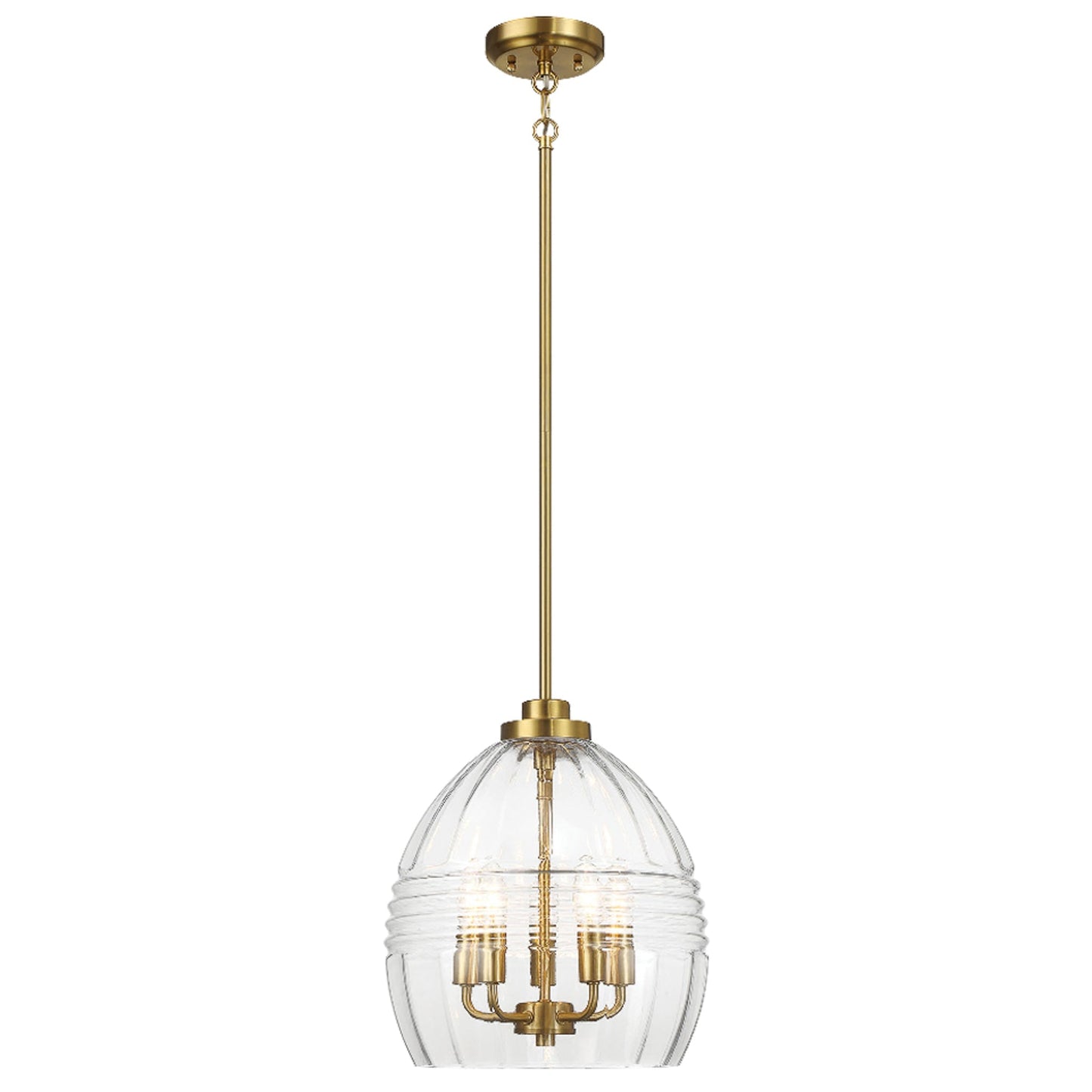 Pendant Chain Hanging Light – Satin Brass Finish & Clear Glass Shade | Modern Chic Ceiling Light