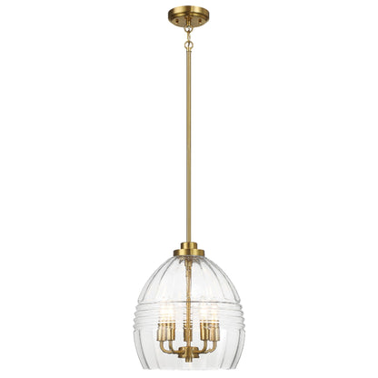 Pendant Chain Hanging Light – Satin Brass Finish & Clear Glass Shade | Modern Chic Ceiling Light