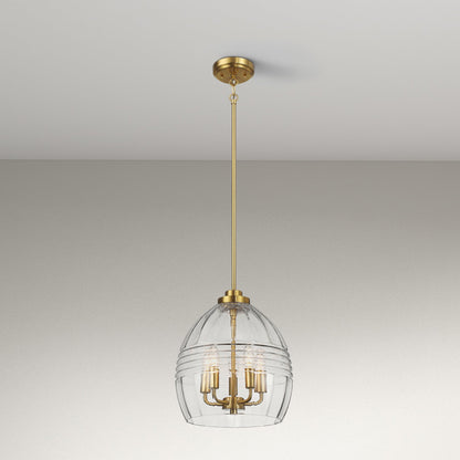 Pendant Chain Hanging Light – Satin Brass Finish & Clear Glass Shade | Modern Chic Ceiling Light