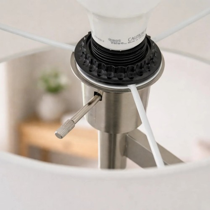 Floor Lamp – Brushed Nickel Finish, White Linen Shade & Rotary Switch | Modern Living Room & Bedroom