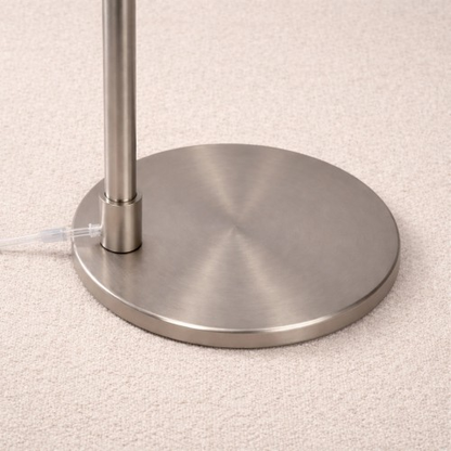 Floor Lamp – Brushed Nickel Finish, White Linen Shade & Rotary Switch | Modern Living Room & Bedroom