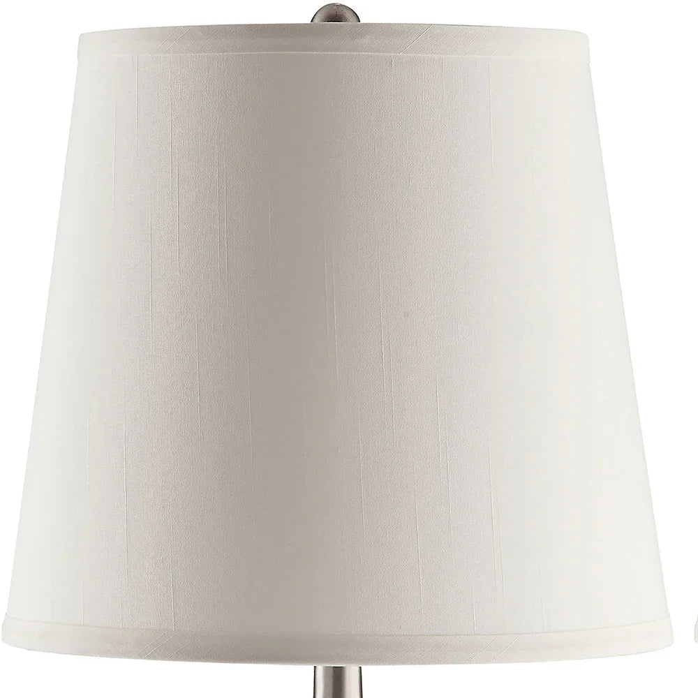 Urn Table Lamps (2-Pack) – Silver Chrome Base & Empire Fabric Shade | Classic Contemporary Bedside & Living Room Lamps