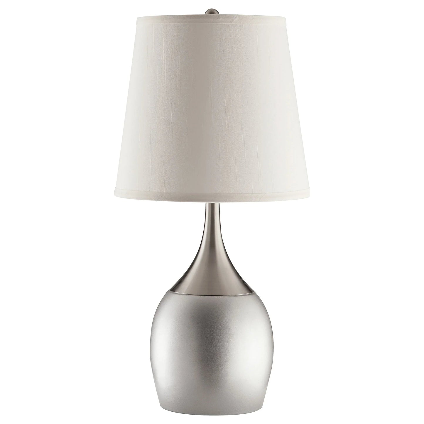 Urn Table Lamps (2-Pack) – Silver Chrome Base & Empire Fabric Shade | Classic Contemporary Bedside & Living Room Lamps