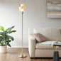 Uplight Floor Lamp – Antique Brass Stand, Mercury Glass Bowl Shade & LED Bulb Included