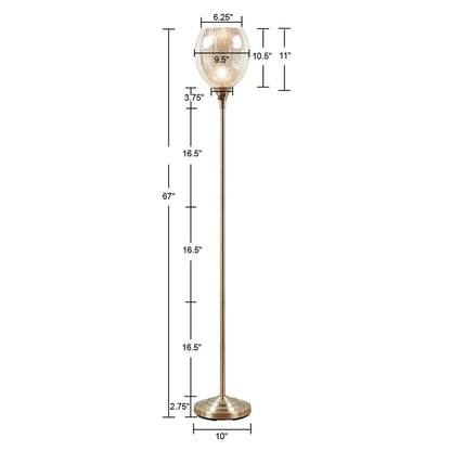 Uplight Floor Lamp – Antique Brass Stand, Mercury Glass Bowl Shade & LED Bulb Included