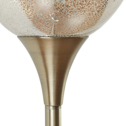 Uplight Floor Lamp – Antique Brass Stand, Mercury Glass Bowl Shade & LED Bulb Included
