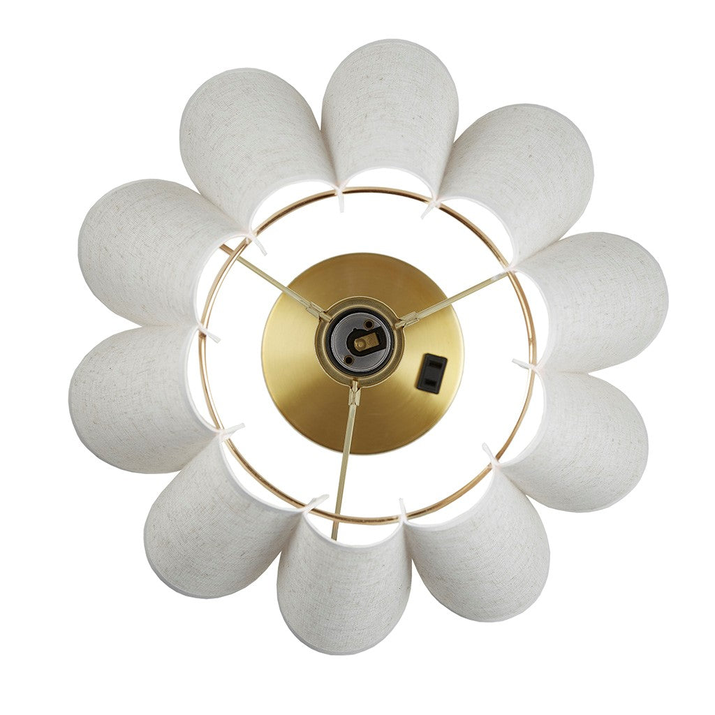 Dimmable Touch Table Lamp – Gold Base, Pleated Tapered Shade & Built-In Power Outlet | Accent Bedside Lamp